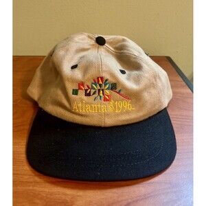Vintage 1996 Atlanta Olympics Coca-Cola Hat KC Caps Head Shots Strapback Khaki